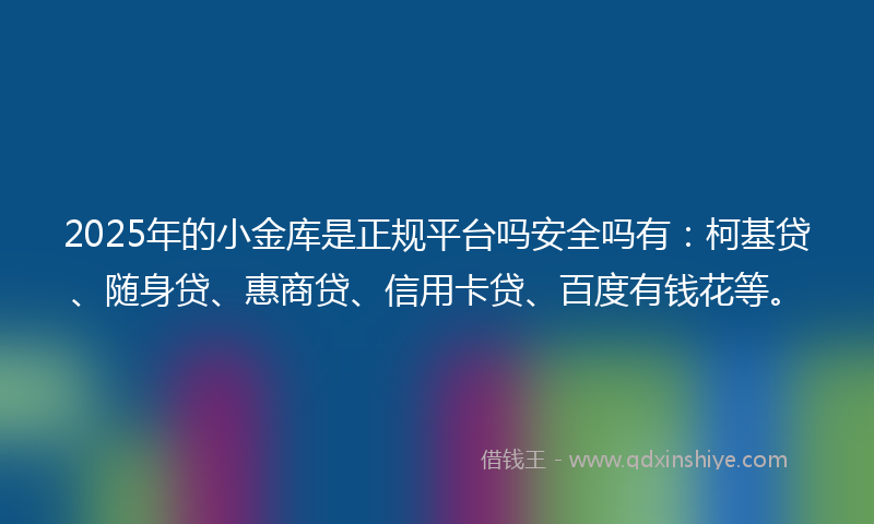 2025年的小金库是正规平台吗安全吗有：柯基贷、随身贷、惠商贷、信用卡贷、百度有钱花等。