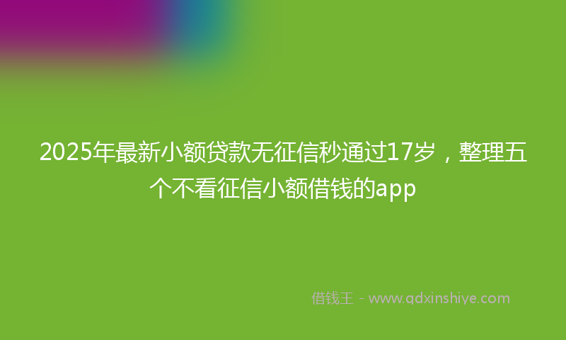 2025年最新小额贷款无征信秒通过17岁，整理五个不看征信小额借钱的app