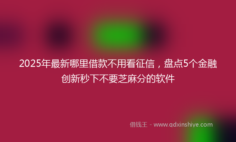 2025年最新哪里借款不用看征信，盘点5个金融创新秒下不要芝麻分的软件