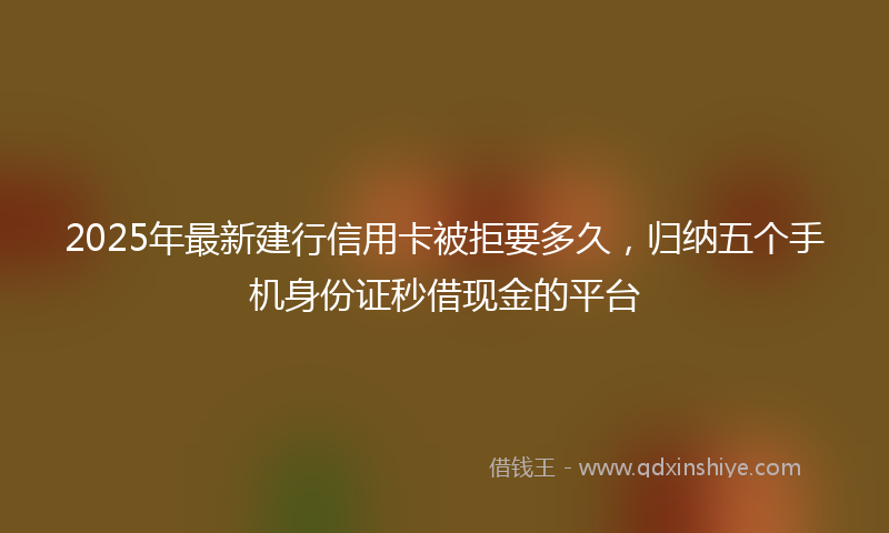 2025年最新建行信用卡被拒要多久，归纳五个手机身份证秒借现金的平台