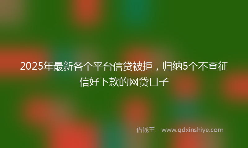 2025年最新各个平台信贷被拒，归纳5个不查征信好下款的网贷口子