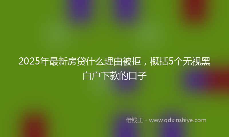 2025年最新房贷什么理由被拒，概括5个无视黑白户下款的口子