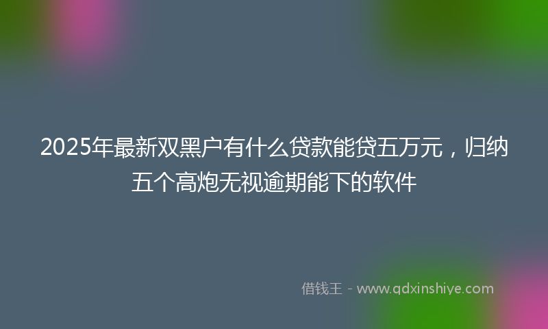 2025年最新双黑户有什么贷款能贷五万元，归纳五个高炮无视逾期能下的软件