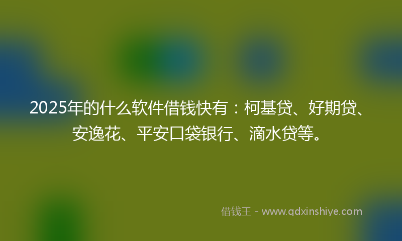 2025年的什么软件借钱快有：柯基贷、好期贷、安逸花、平安口袋银行、滴水贷等。