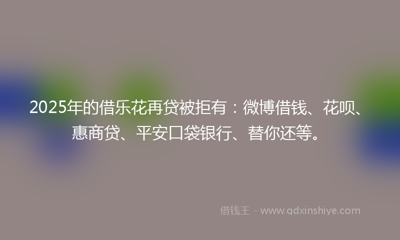 2025年的借乐花再贷被拒有：微博借钱、花呗、惠商贷、平安口袋银行、替你还等。