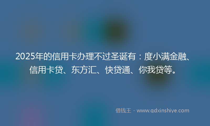 2025年的信用卡办理不过圣诞有：度小满金融、信用卡贷、东方汇、快贷通、你我贷等。