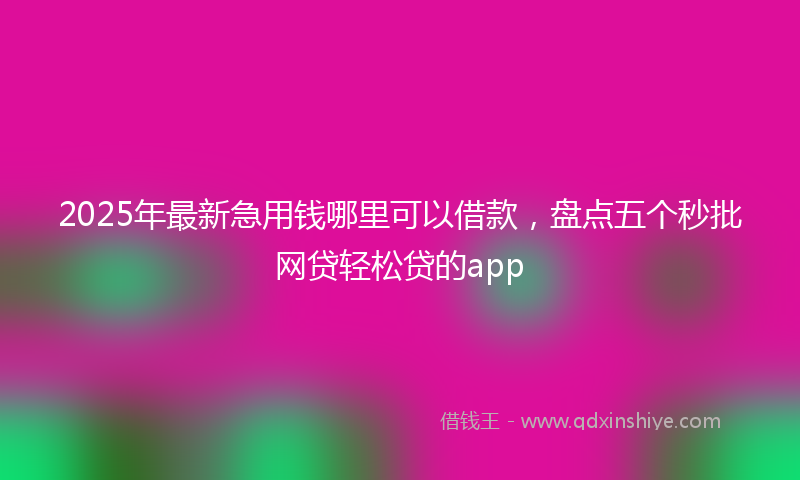 2025年最新急用钱哪里可以借款，盘点五个秒批网贷轻松贷的app