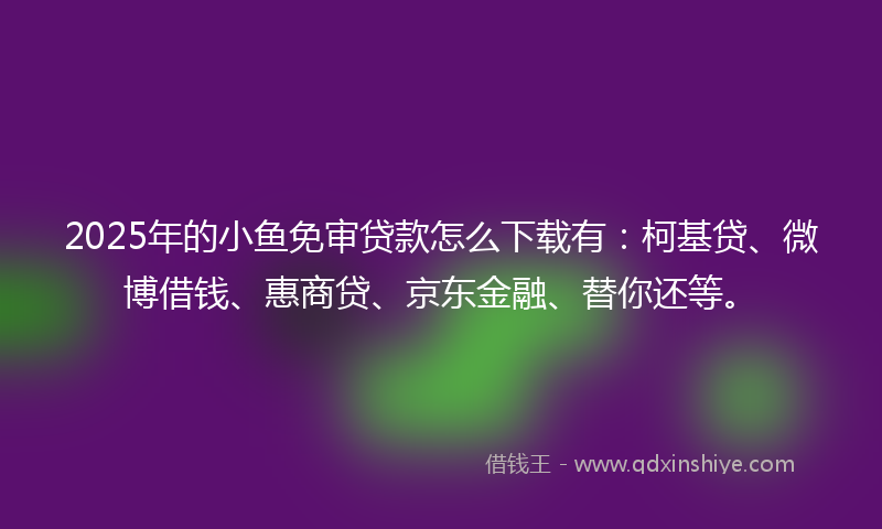 2025年的小鱼免审贷款怎么下载有：柯基贷、微博借钱、惠商贷、京东金融、替你还等。