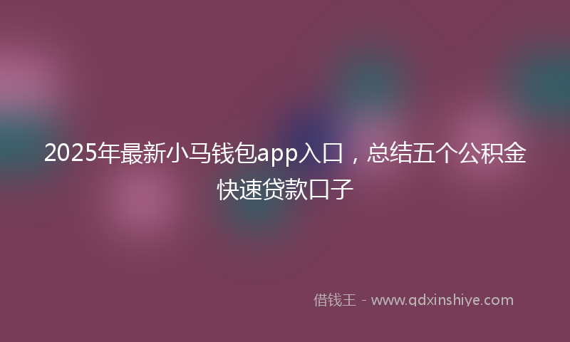 2025年最新小马钱包app入口，总结五个公积金快速贷款口子