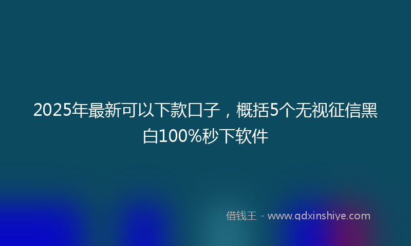 2025年最新可以下款口子，概括5个无视征信黑白100%秒下软件