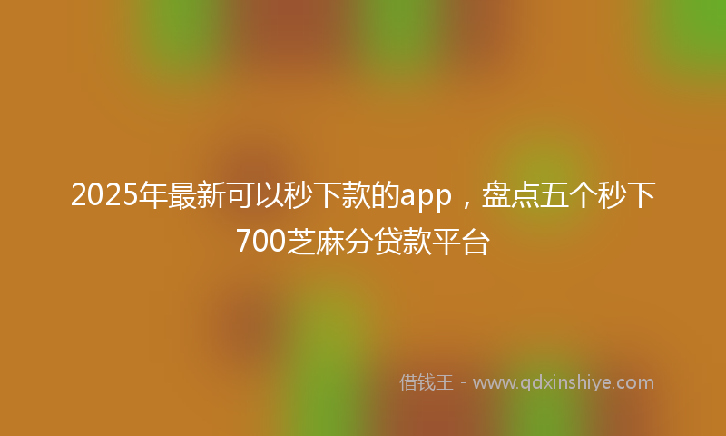 2025年最新可以秒下款的app，盘点五个秒下700芝麻分贷款平台