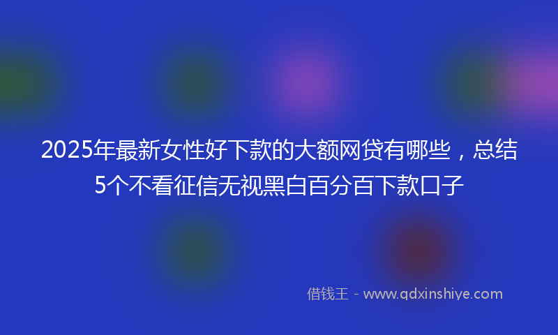 2025年最新女性好下款的大额网贷有哪些，总结5个不看征信无视黑白百分百下款口子