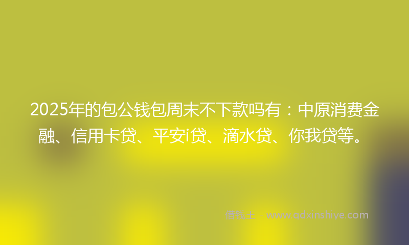 2025年的包公钱包周末不下款吗有：中原消费金融、信用卡贷、平安i贷、滴水贷、你我贷等。