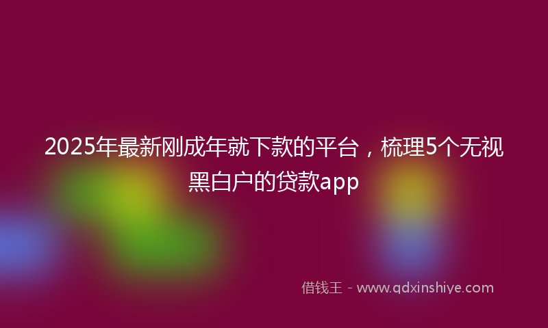 2025年最新刚成年就下款的平台，梳理5个无视黑白户的贷款app