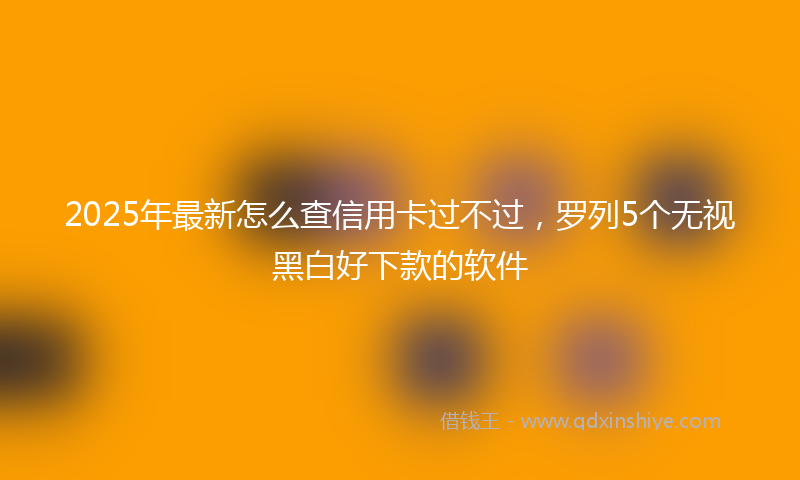 2025年最新怎么查信用卡过不过，罗列5个无视黑白好下款的软件