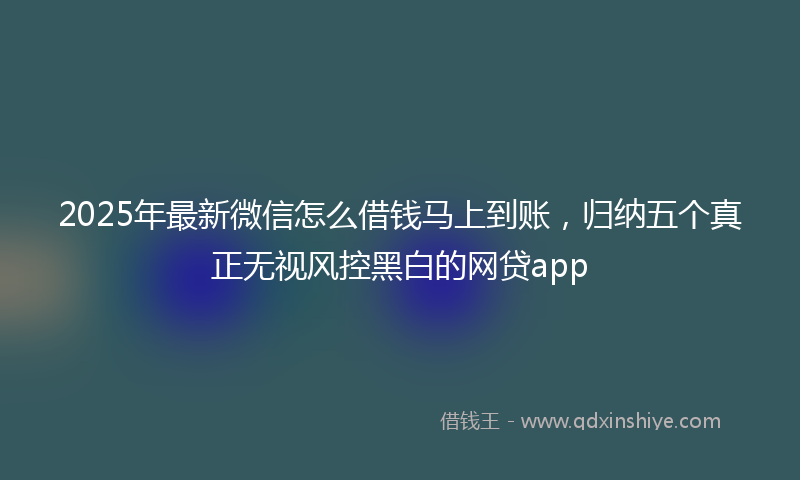 2025年最新微信怎么借钱马上到账，归纳五个真正无视风控黑白的网贷app
