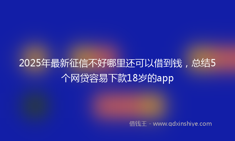 2025年最新征信不好哪里还可以借到钱，总结5个网贷容易下款18岁的app