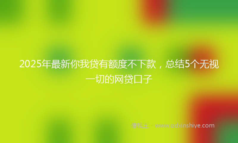 2025年最新你我贷有额度不下款，总结5个无视一切的网贷口子