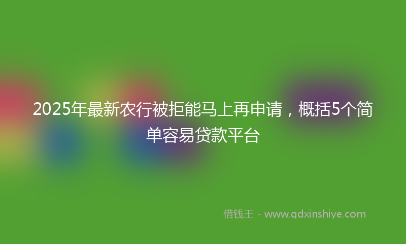 2025年最新农行被拒能马上再申请，概括5个简单容易贷款平台