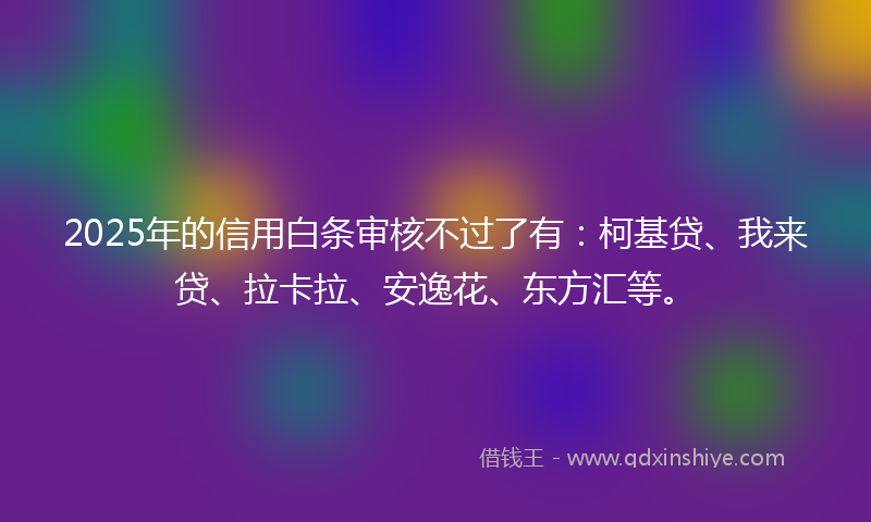 2025年的信用白条审核不过了有：柯基贷、我来贷、拉卡拉、安逸花、东方汇等。