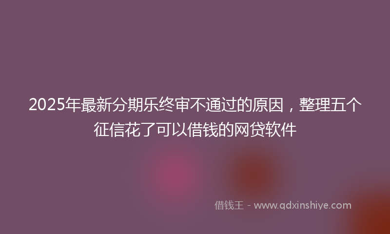 2025年最新分期乐终审不通过的原因，整理五个征信花了可以借钱的网贷软件