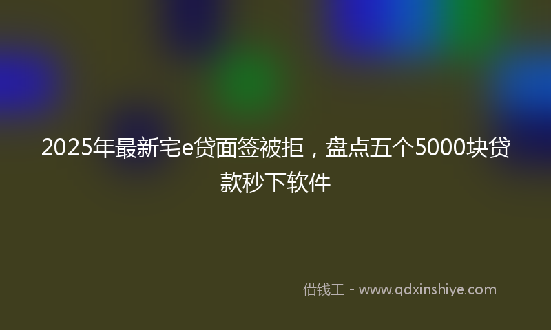 2025年最新宅e贷面签被拒，盘点五个5000块贷款秒下软件