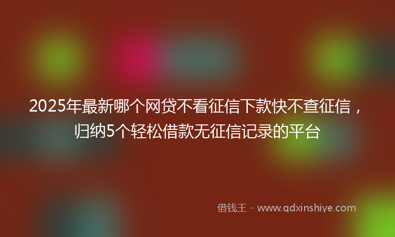 2025年最新哪个网贷不看征信下款快不查征信，归纳5个轻松借款无征信记录的平台