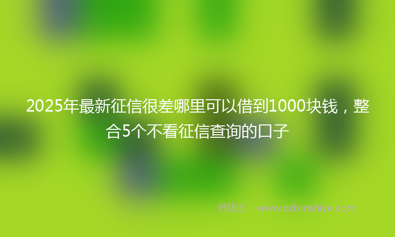 2025年最新征信很差哪里可以借到1000块钱，整合5个不看征信查询的口子