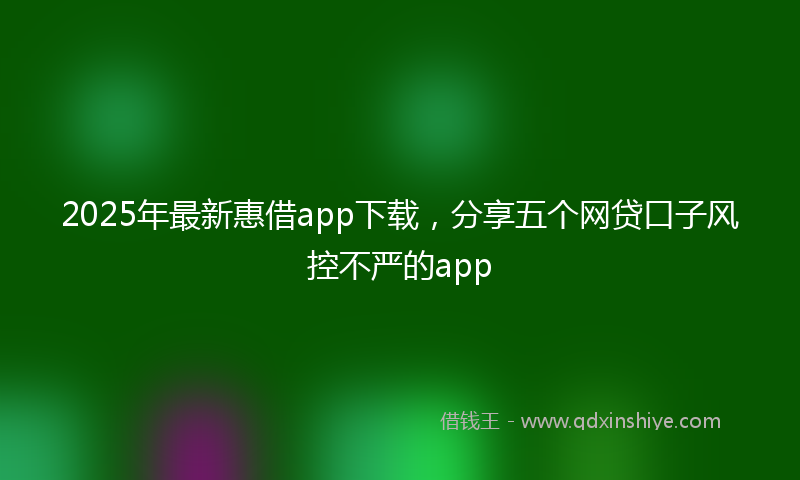 2025年最新惠借app下载，分享五个网贷口子风控不严的app
