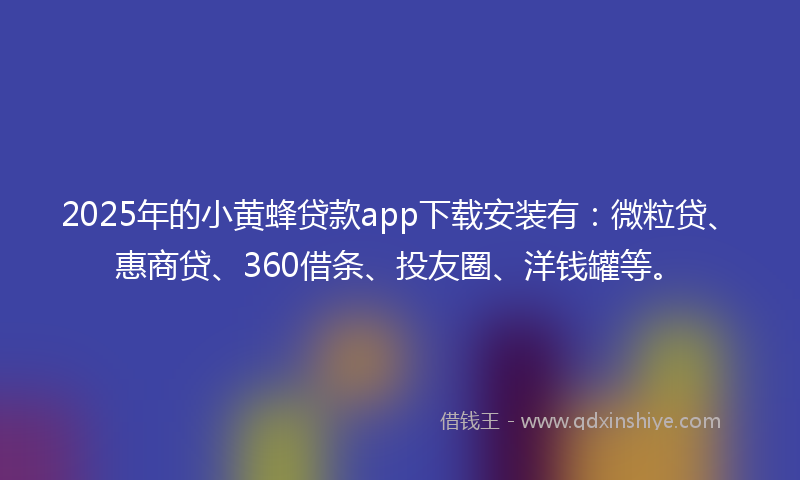 2025年的小黄蜂贷款app下载安装有：微粒贷、惠商贷、360借条、投友圈、洋钱罐等。