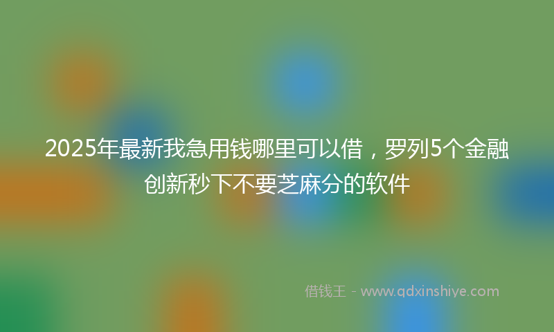 2025年最新我急用钱哪里可以借，罗列5个金融创新秒下不要芝麻分的软件