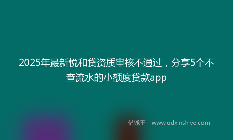 2025年最新悦和贷资质审核不通过，分享5个不查流水的小额度贷款app