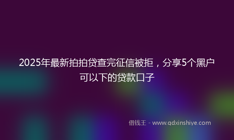 2025年最新拍拍贷查完征信被拒，分享5个黑户可以下的贷款口子