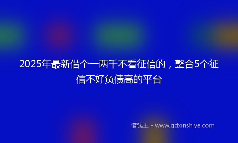 2025年最新借个一两千不看征信的，整合5个征信不好负债高的平台