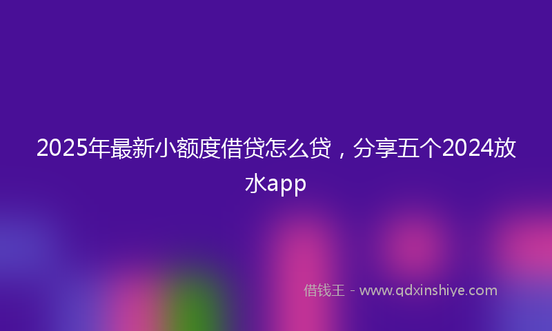 2025年最新小额度借贷怎么贷，分享五个2024放水app