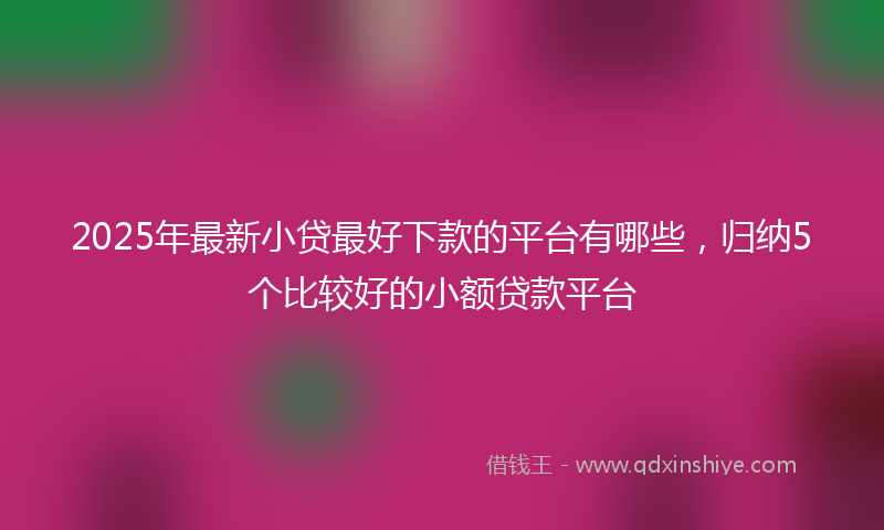 2025年最新小贷最好下款的平台有哪些，归纳5个比较好的小额贷款平台
