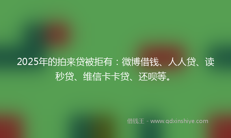 2025年的拍来贷被拒有：微博借钱、人人贷、读秒贷、维信卡卡贷、还呗等。