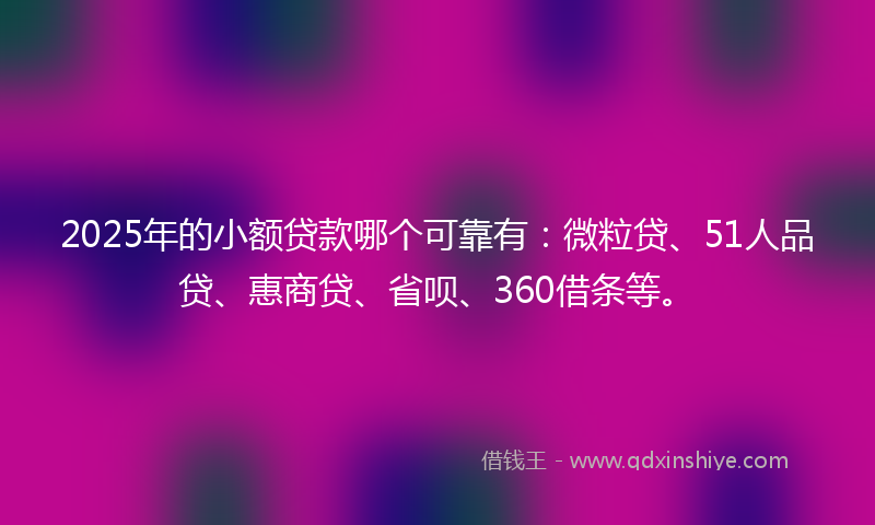 2025年的小额贷款哪个可靠有：微粒贷、51人品贷、惠商贷、省呗、360借条等。
