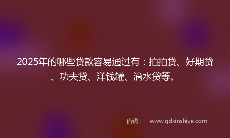 2025年的哪些贷款容易通过有：拍拍贷、好期贷、功夫贷、洋钱罐、滴水贷等。