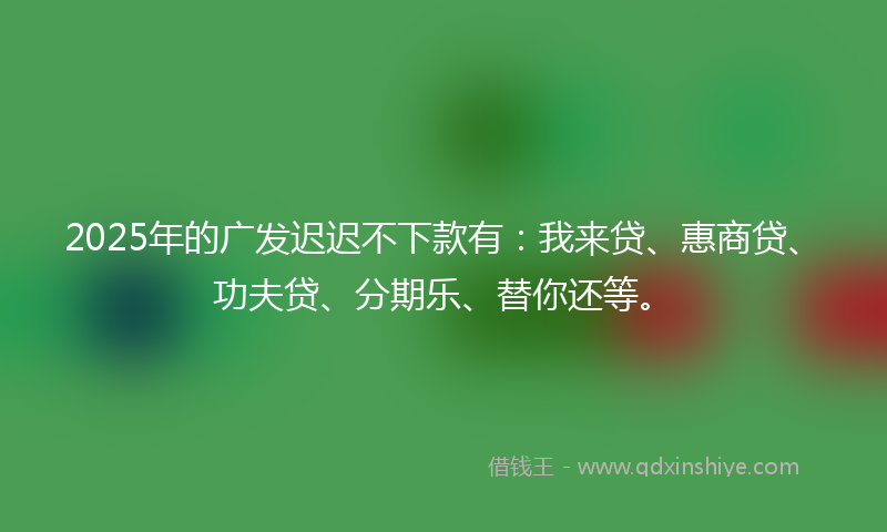 2025年的广发迟迟不下款有：我来贷、惠商贷、功夫贷、分期乐、替你还等。