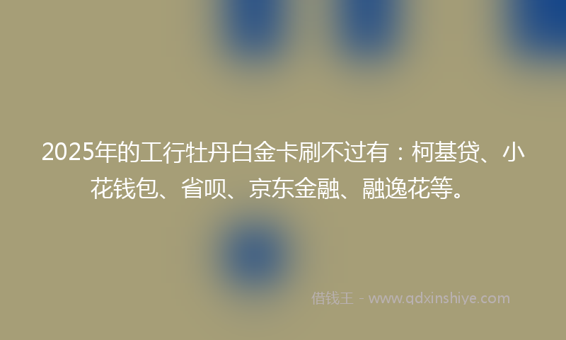 2025年的工行牡丹白金卡刷不过有：柯基贷、小花钱包、省呗、京东金融、融逸花等。