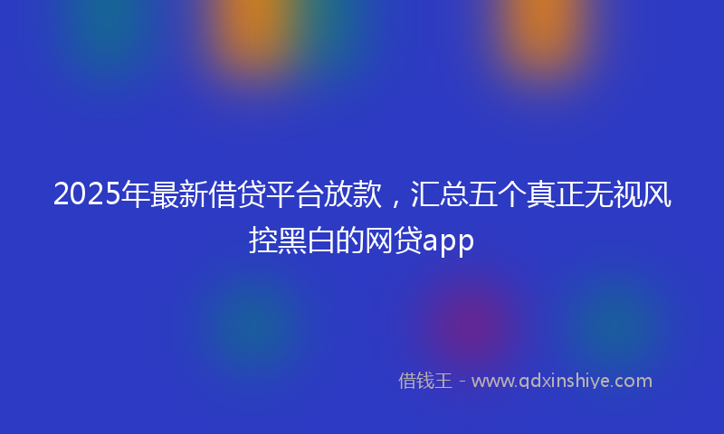 2025年最新借贷平台放款，汇总五个真正无视风控黑白的网贷app