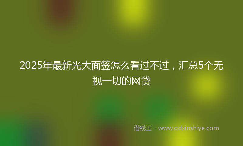 2025年最新光大面签怎么看过不过，汇总5个无视一切的网贷