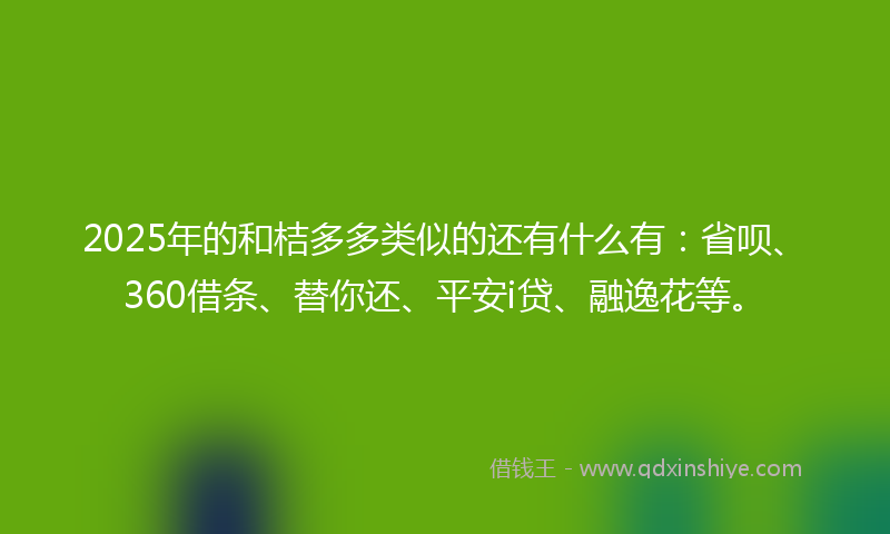 2025年的和桔多多类似的还有什么有：省呗、360借条、替你还、平安i贷、融逸花等。