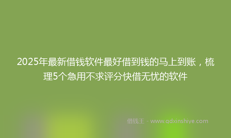2025年最新借钱软件最好借到钱的马上到账，梳理5个急用不求评分快借无忧的软件