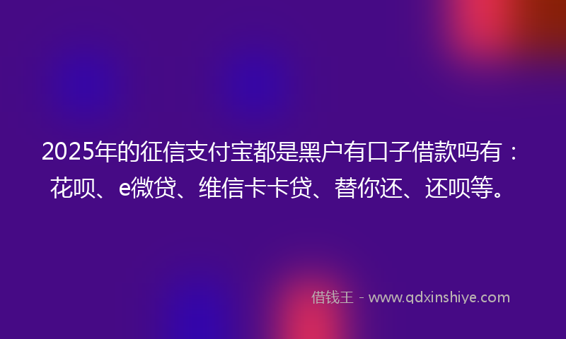 2025年的征信支付宝都是黑户有口子借款吗有：花呗、e微贷、维信卡卡贷、替你还、还呗等。