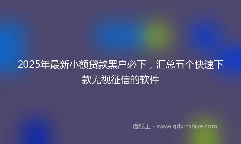 2025年最新小额贷款黑户必下，汇总五个快速下款无视征信的软件