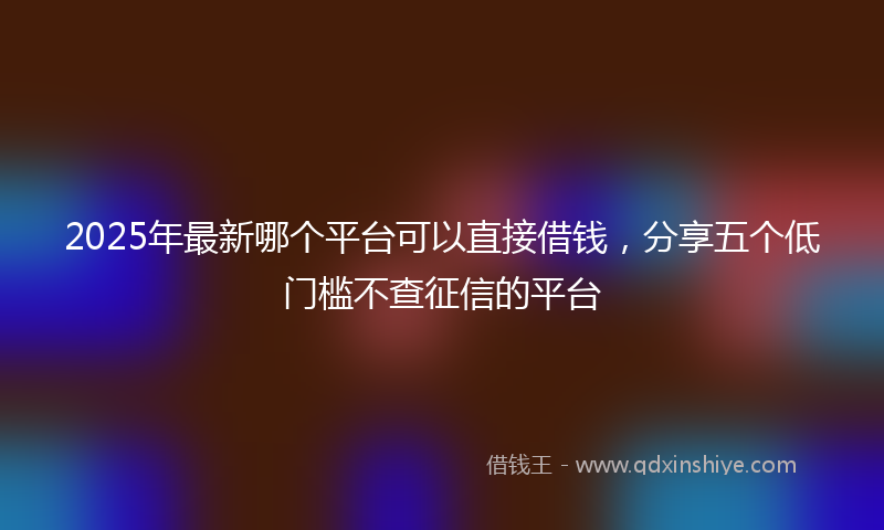 2025年最新哪个平台可以直接借钱，分享五个低门槛不查征信的平台