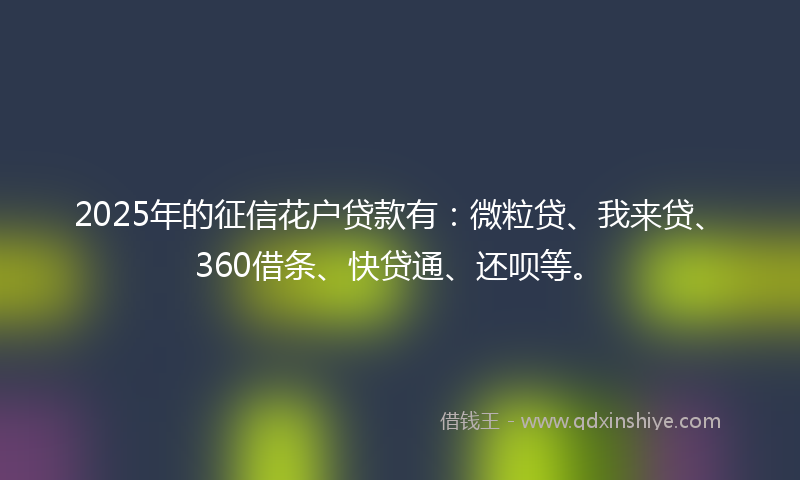 2025年的征信花户贷款有：微粒贷、我来贷、360借条、快贷通、还呗等。