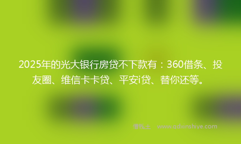 2025年的光大银行房贷不下款有：360借条、投友圈、维信卡卡贷、平安i贷、替你还等。